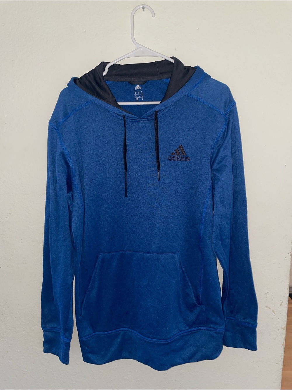 adidas Game & Go Team Issue Blue Hooded Pullover with Black Trim